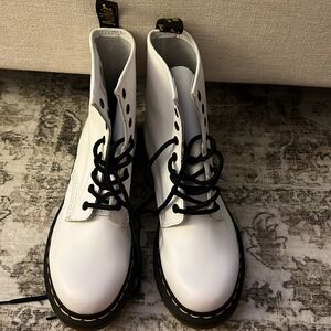 Dr. Martens White and Black Lace-Up Boots